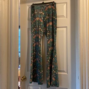 Blackmilk Clothing velvet multi colored flared leggings